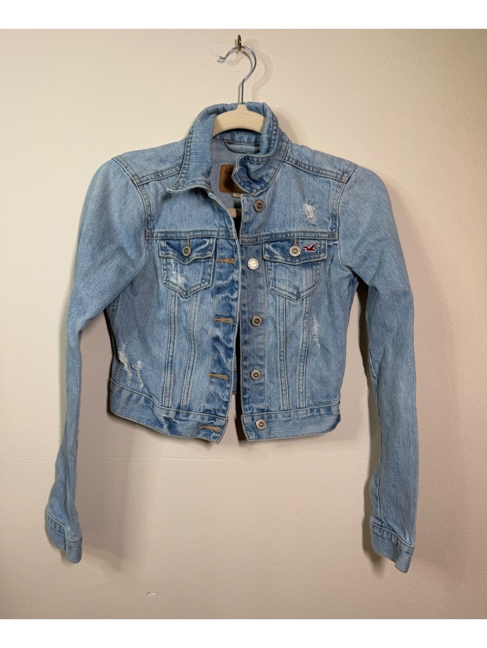 Hollister Light Blue Denim cropped Jacket XS